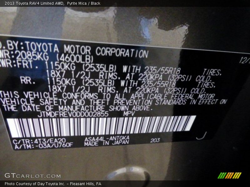 Pyrite Mica / Black 2013 Toyota RAV4 Limited AWD