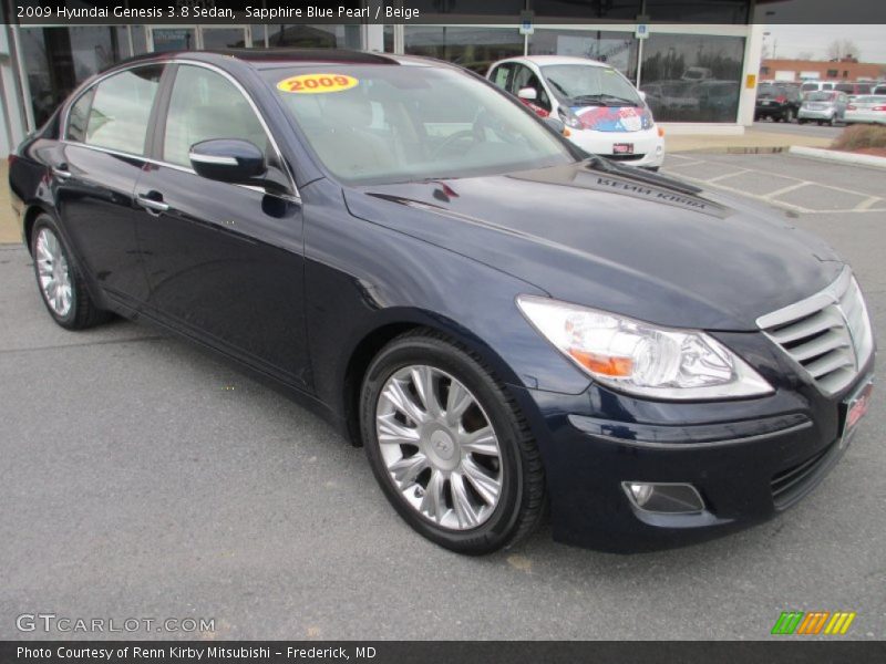 Sapphire Blue Pearl / Beige 2009 Hyundai Genesis 3.8 Sedan