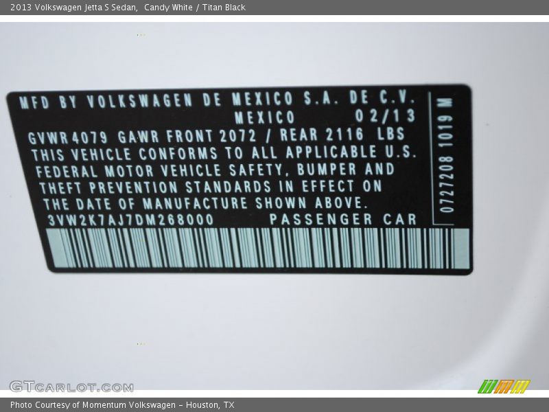 Candy White / Titan Black 2013 Volkswagen Jetta S Sedan