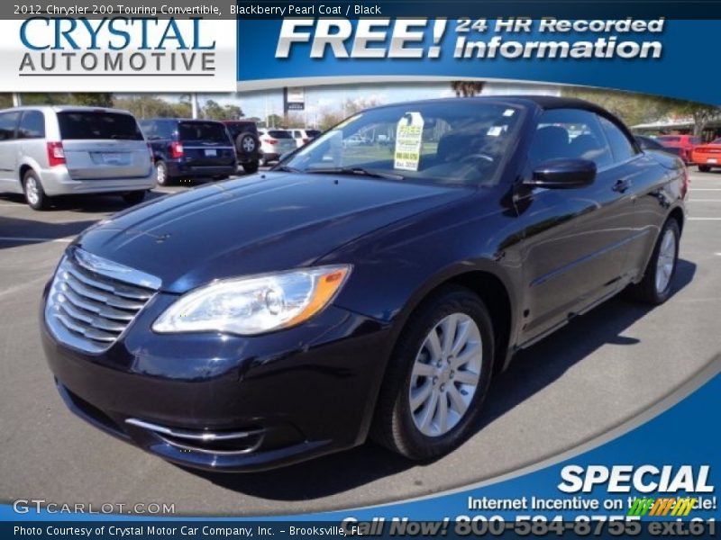 Blackberry Pearl Coat / Black 2012 Chrysler 200 Touring Convertible