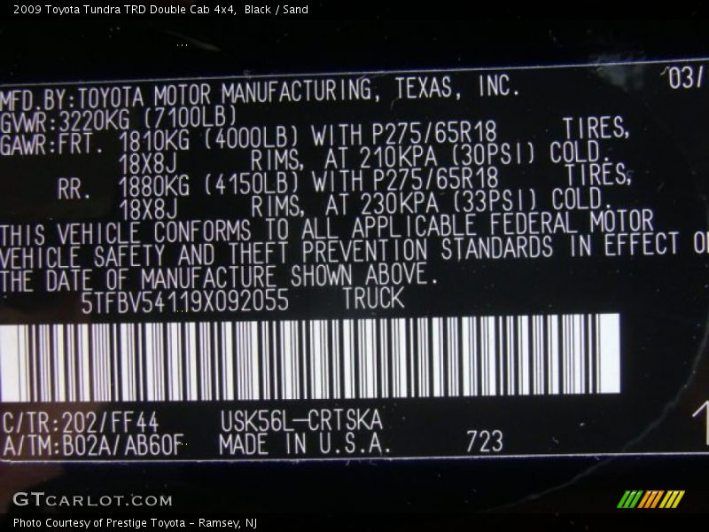 Black / Sand 2009 Toyota Tundra TRD Double Cab 4x4