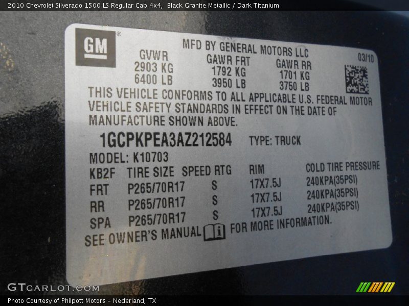 Black Granite Metallic / Dark Titanium 2010 Chevrolet Silverado 1500 LS Regular Cab 4x4