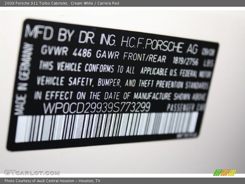 Cream White / Carrera Red 2009 Porsche 911 Turbo Cabriolet