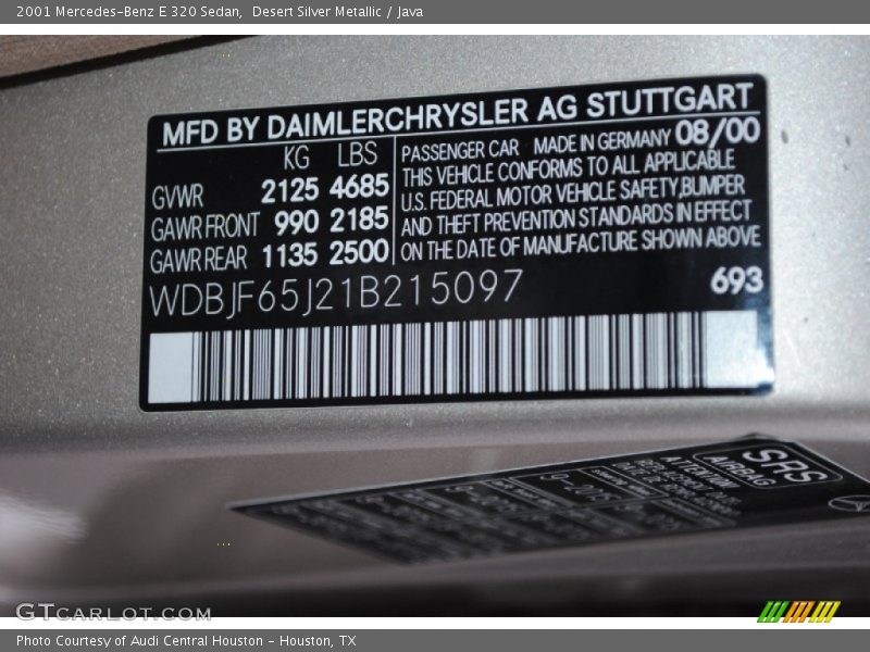 Desert Silver Metallic / Java 2001 Mercedes-Benz E 320 Sedan
