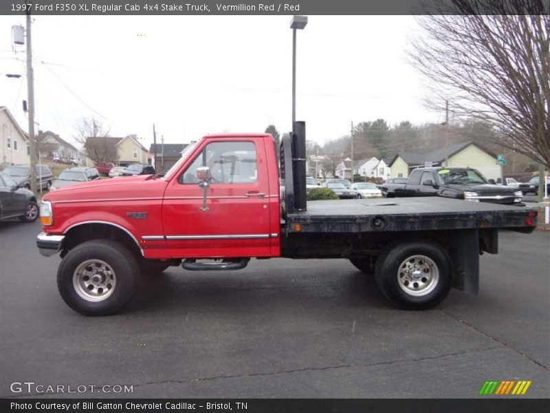  1997 F350 XL Regular Cab 4x4 Stake Truck Vermillion Red