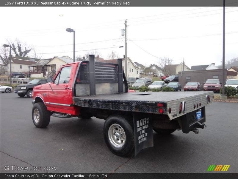 Vermillion Red / Red 1997 Ford F350 XL Regular Cab 4x4 Stake Truck