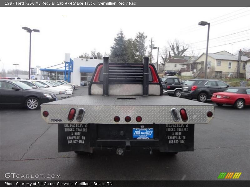 Vermillion Red / Red 1997 Ford F350 XL Regular Cab 4x4 Stake Truck