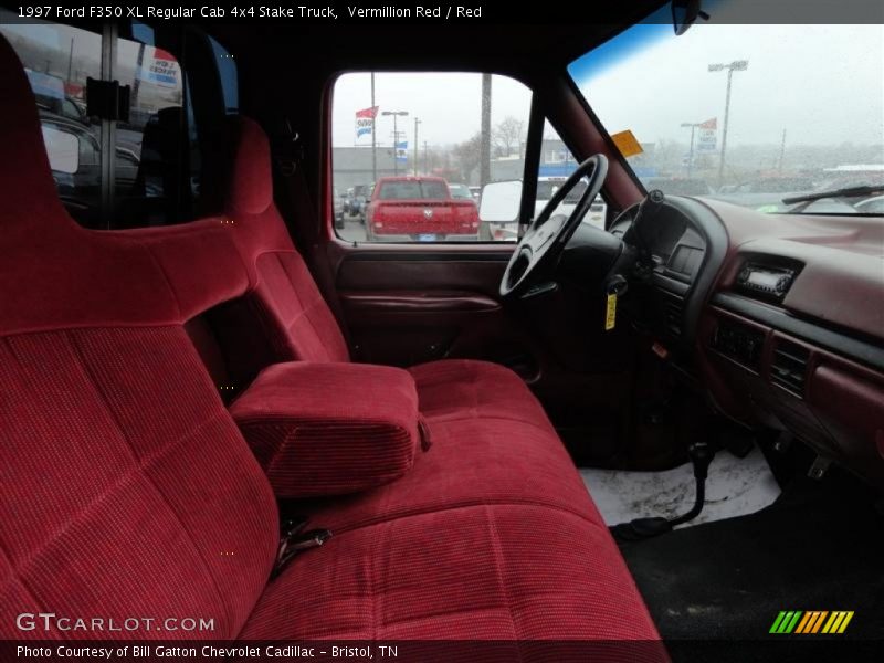 Vermillion Red / Red 1997 Ford F350 XL Regular Cab 4x4 Stake Truck