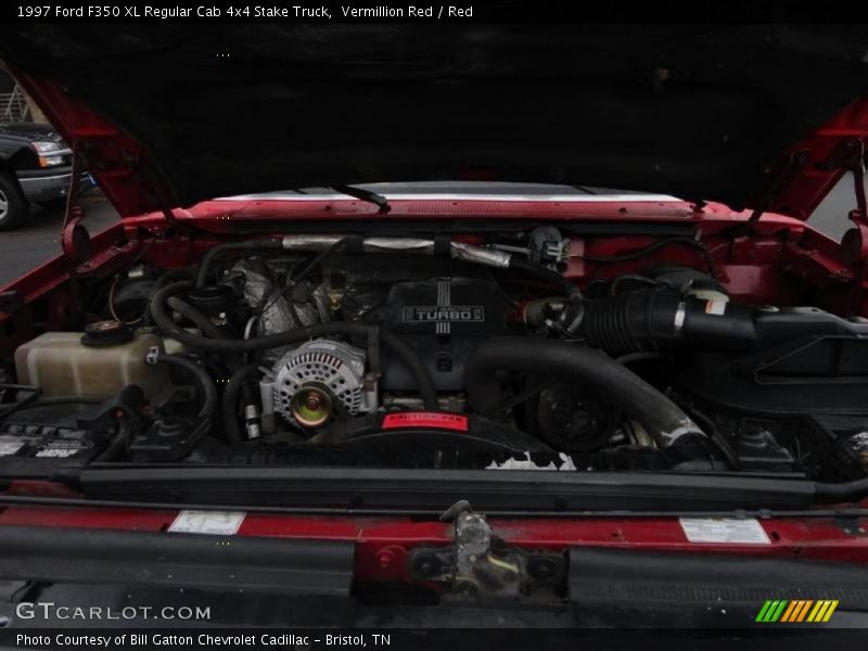 Vermillion Red / Red 1997 Ford F350 XL Regular Cab 4x4 Stake Truck