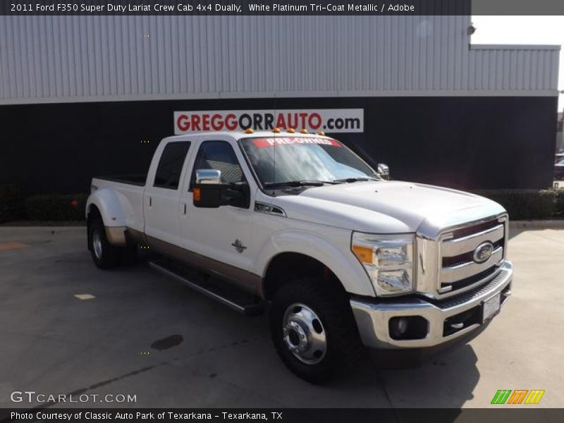 White Platinum Tri-Coat Metallic / Adobe 2011 Ford F350 Super Duty Lariat Crew Cab 4x4 Dually