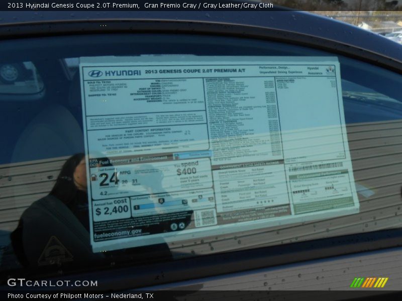  2013 Genesis Coupe 2.0T Premium Window Sticker