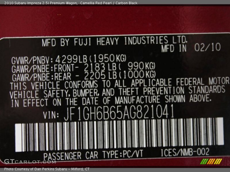Camellia Red Pearl / Carbon Black 2010 Subaru Impreza 2.5i Premium Wagon