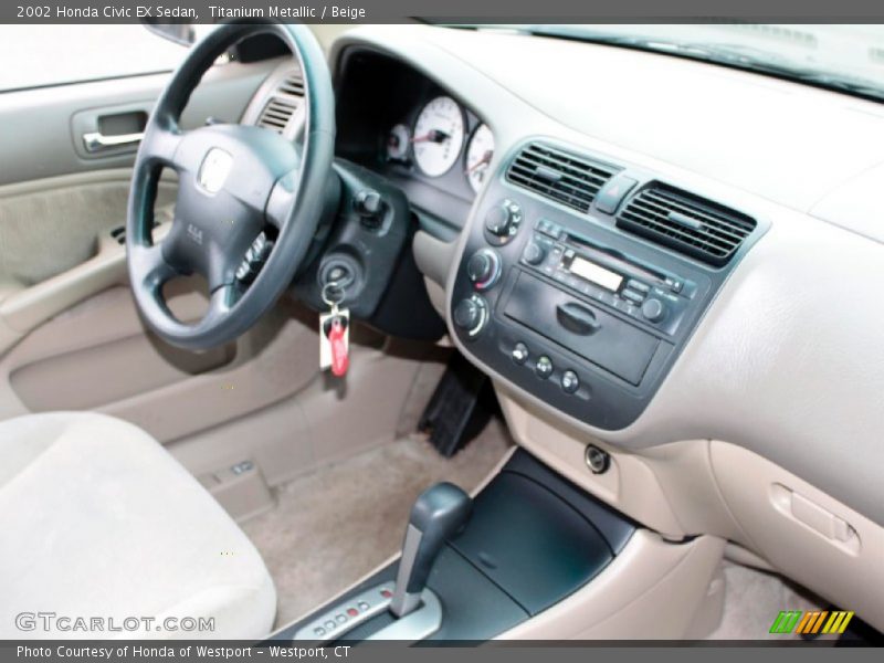 Titanium Metallic / Beige 2002 Honda Civic EX Sedan