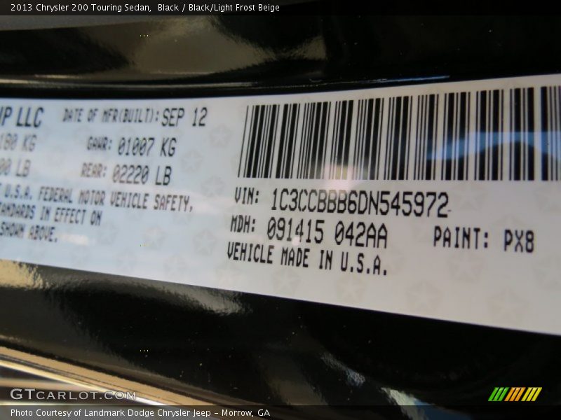 Black / Black/Light Frost Beige 2013 Chrysler 200 Touring Sedan