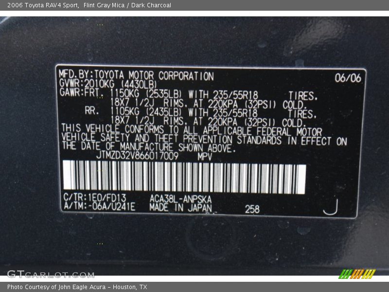 Flint Gray Mica / Dark Charcoal 2006 Toyota RAV4 Sport