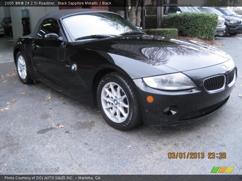 Black Sapphire Metallic / Black 2005 BMW Z4 2.5i Roadster