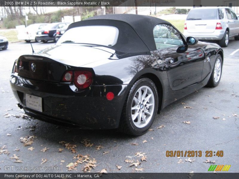 Black Sapphire Metallic / Black 2005 BMW Z4 2.5i Roadster
