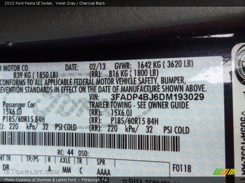 Violet Gray / Charcoal Black 2013 Ford Fiesta SE Sedan