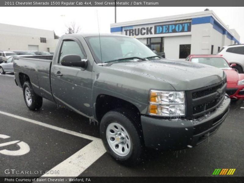 Steel Green Metallic / Dark Titanium 2011 Chevrolet Silverado 1500 Regular Cab 4x4