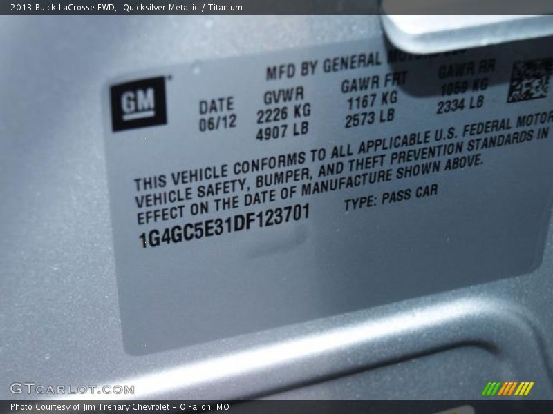 Quicksilver Metallic / Titanium 2013 Buick LaCrosse FWD