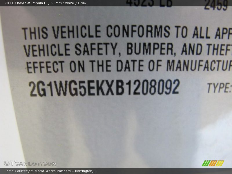Summit White / Gray 2011 Chevrolet Impala LT