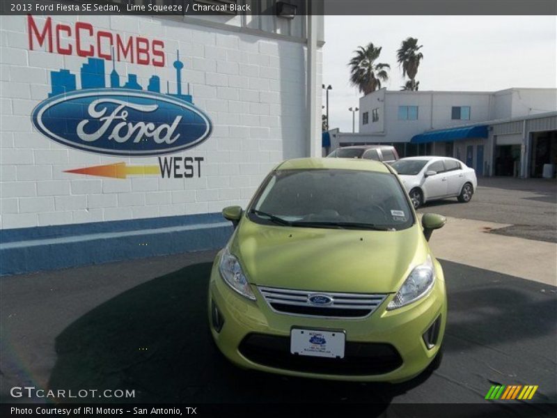 Lime Squeeze / Charcoal Black 2013 Ford Fiesta SE Sedan