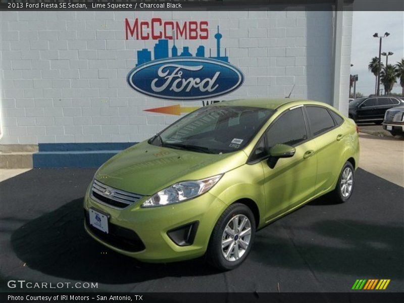 Lime Squeeze / Charcoal Black 2013 Ford Fiesta SE Sedan