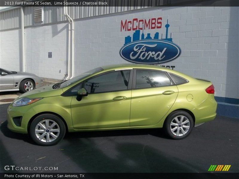 Lime Squeeze / Charcoal Black 2013 Ford Fiesta SE Sedan