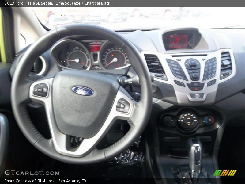 Lime Squeeze / Charcoal Black 2013 Ford Fiesta SE Sedan
