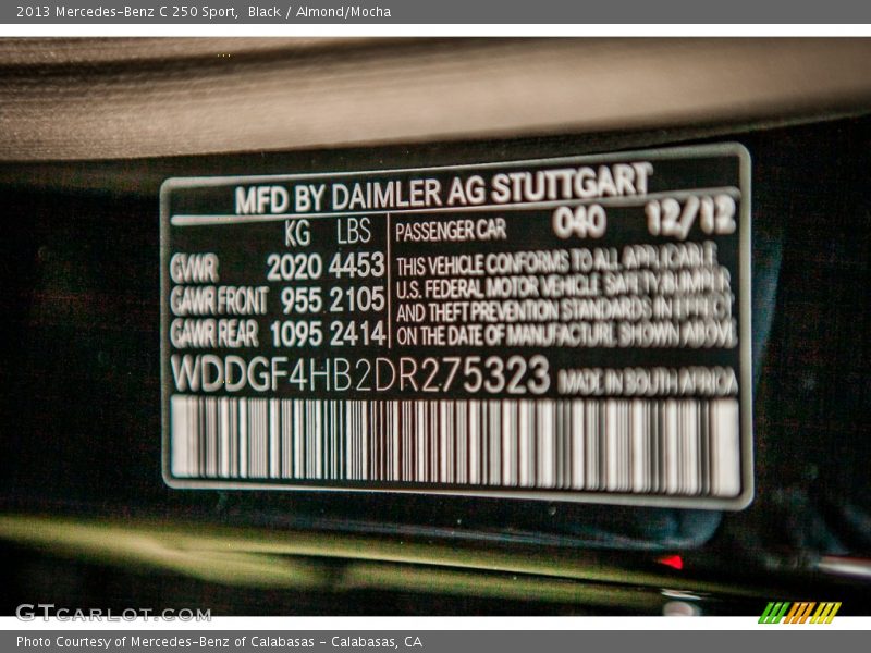 Black / Almond/Mocha 2013 Mercedes-Benz C 250 Sport