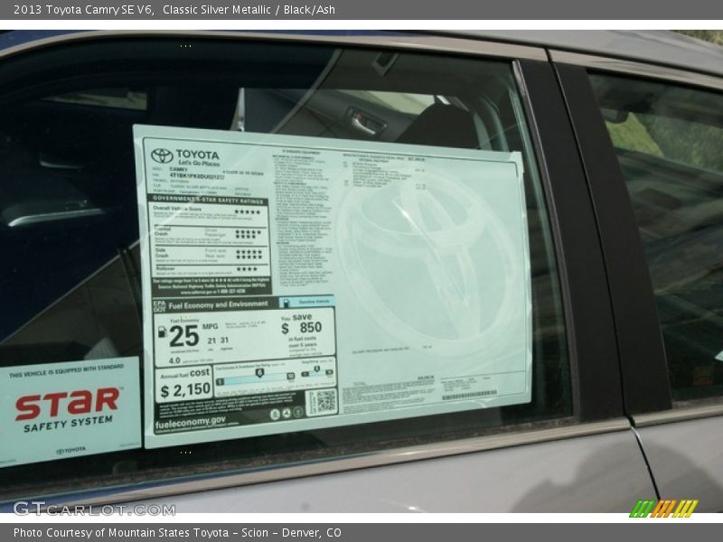 Classic Silver Metallic / Black/Ash 2013 Toyota Camry SE V6