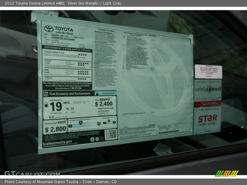 Silver Sky Metallic / Light Gray 2013 Toyota Sienna Limited AWD