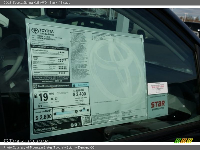 Black / Bisque 2013 Toyota Sienna XLE AWD