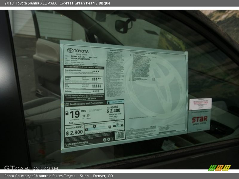  2013 Sienna XLE AWD Window Sticker