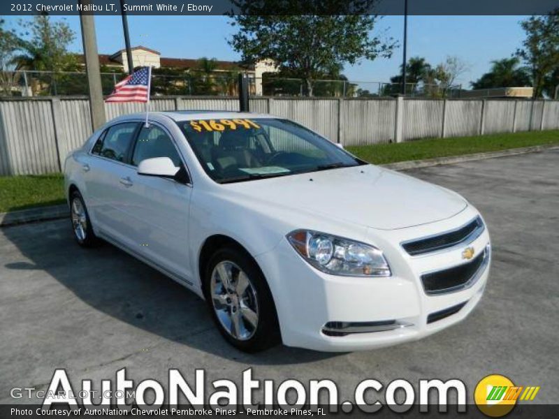 Summit White / Ebony 2012 Chevrolet Malibu LT