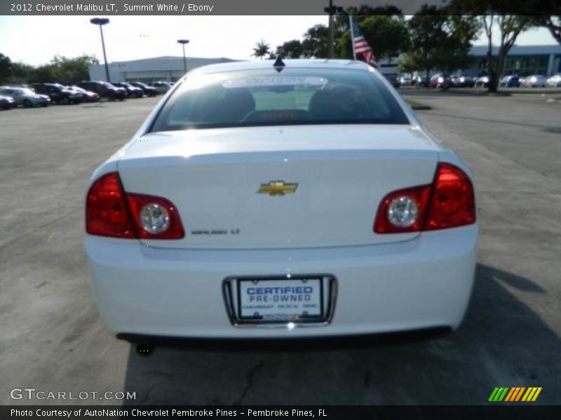 Summit White / Ebony 2012 Chevrolet Malibu LT
