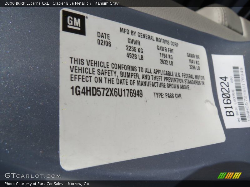 Glacier Blue Metallic / Titanium Gray 2006 Buick Lucerne CXL