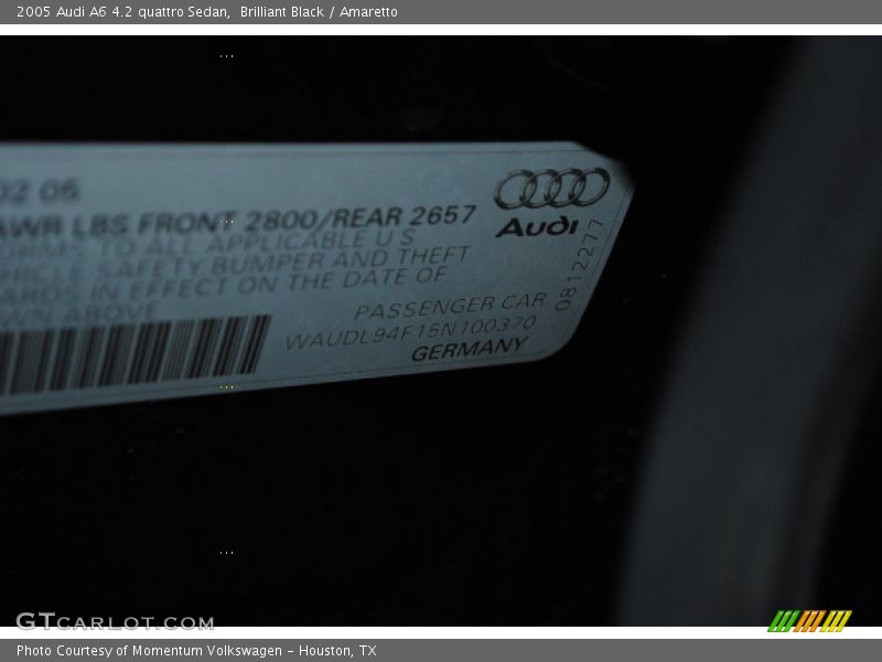Brilliant Black / Amaretto 2005 Audi A6 4.2 quattro Sedan