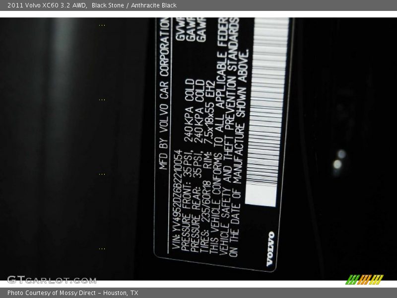 Black Stone / Anthracite Black 2011 Volvo XC60 3.2 AWD