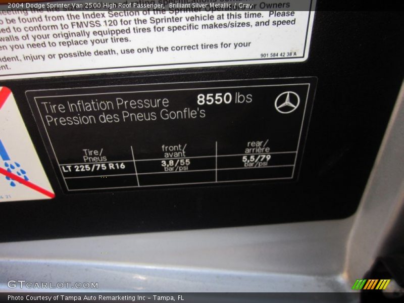 Brilliant Silver Metallic / Gray 2004 Dodge Sprinter Van 2500 High Roof Passenger