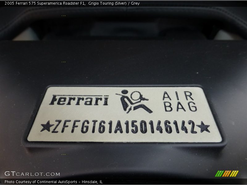 Info Tag of 2005 575 Superamerica Roadster F1