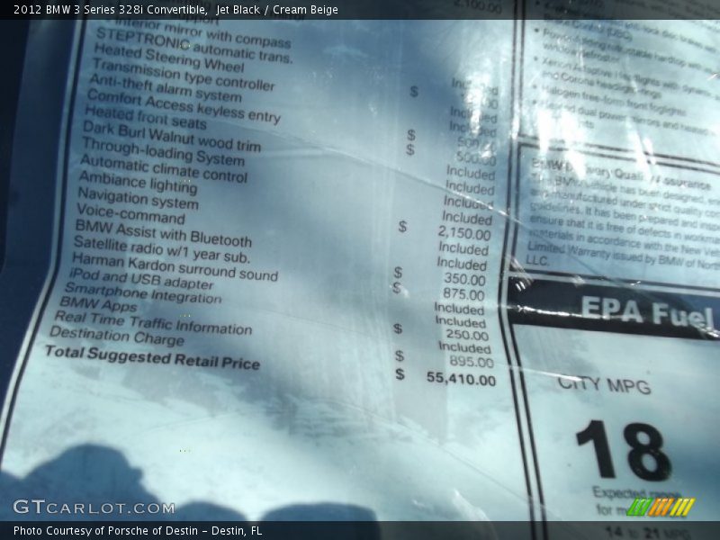 Jet Black / Cream Beige 2012 BMW 3 Series 328i Convertible