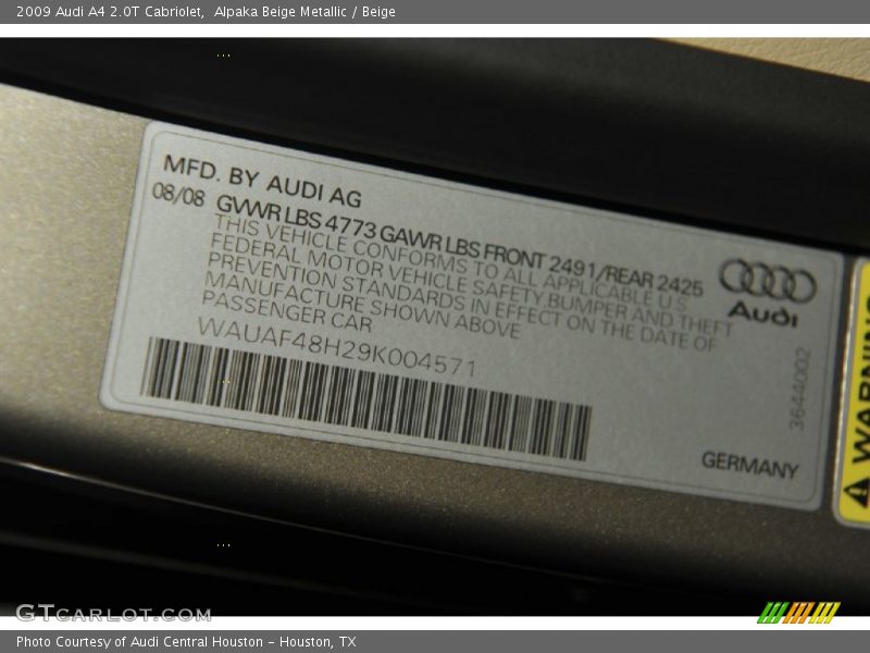 Alpaka Beige Metallic / Beige 2009 Audi A4 2.0T Cabriolet