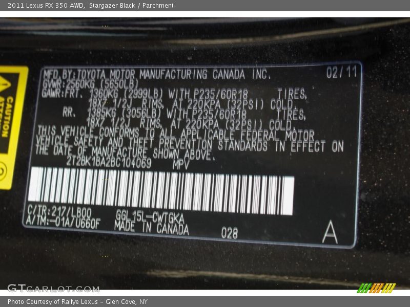 Stargazer Black / Parchment 2011 Lexus RX 350 AWD