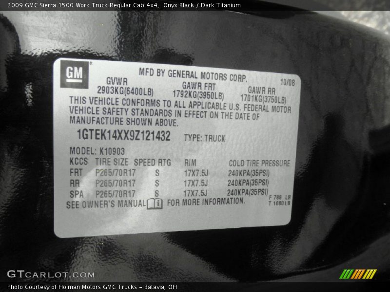 Onyx Black / Dark Titanium 2009 GMC Sierra 1500 Work Truck Regular Cab 4x4