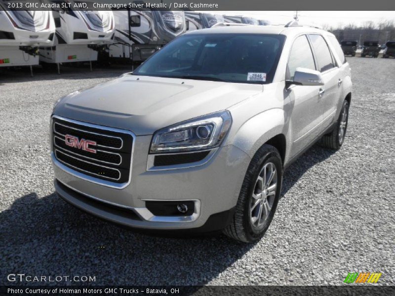 Champagne Silver Metallic / Dark Cashmere 2013 GMC Acadia SLT AWD