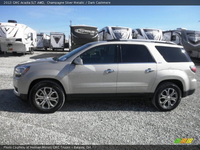 Champagne Silver Metallic / Dark Cashmere 2013 GMC Acadia SLT AWD