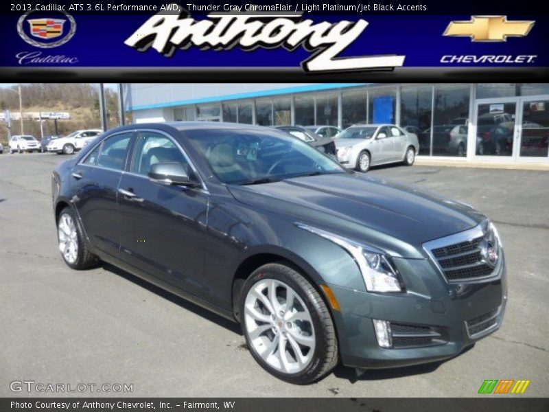 Thunder Gray ChromaFlair / Light Platinum/Jet Black Accents 2013 Cadillac ATS 3.6L Performance AWD