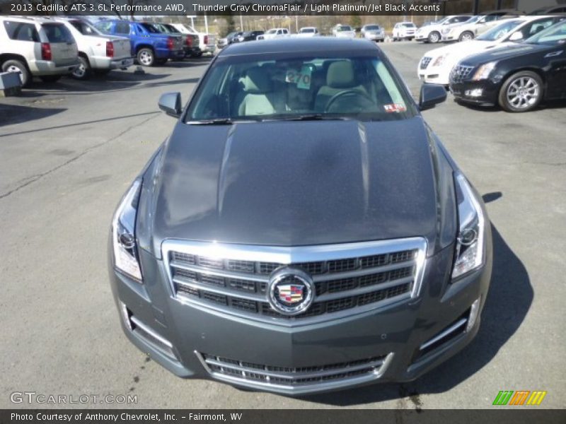 Thunder Gray ChromaFlair / Light Platinum/Jet Black Accents 2013 Cadillac ATS 3.6L Performance AWD