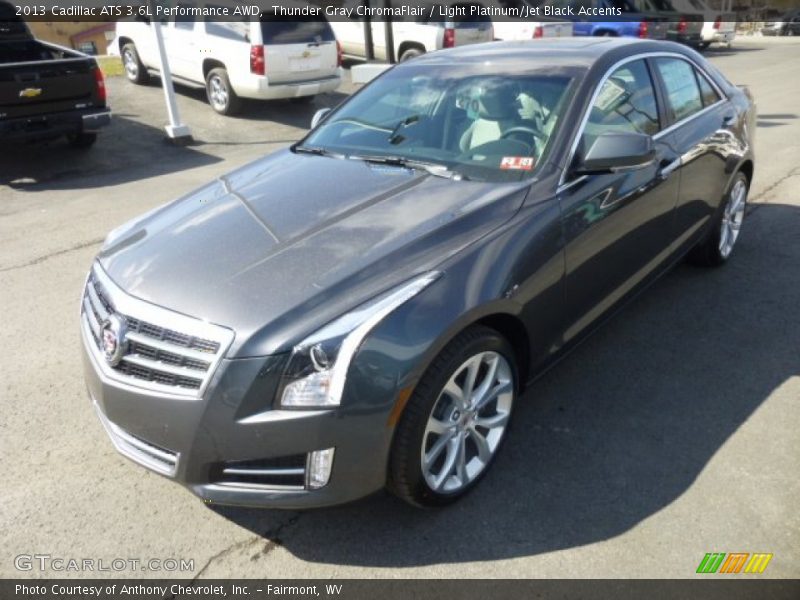 Thunder Gray ChromaFlair / Light Platinum/Jet Black Accents 2013 Cadillac ATS 3.6L Performance AWD